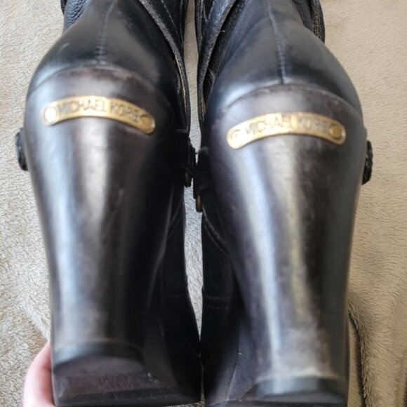 Michael Kors black leather round toe mid calf heeled boots size 8 - Picture 12 of 16